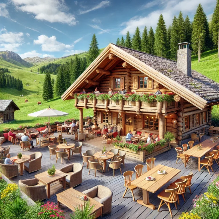 Baita Seurasas Hütte - A Restaurant in the Dolomites Mountains AI